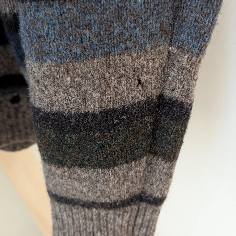 Vintage 90's Striped Textured Wool Crewneck Sweater In Oatmeal Tan - Picture 14 of 15